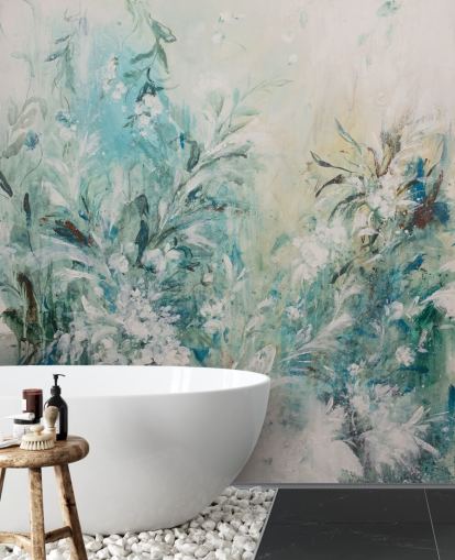 peinture murale abstraite de prairie bleue