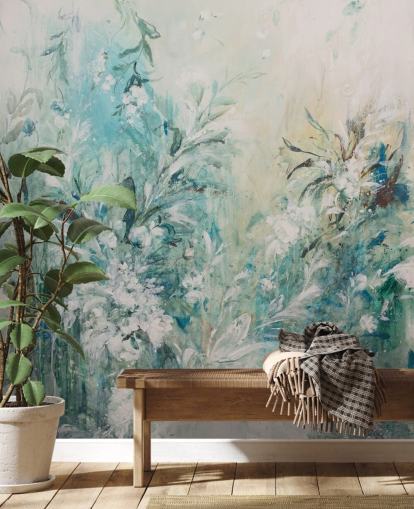 peinture murale abstraite de prairie bleue peinture murale abstraite de prairie bleue