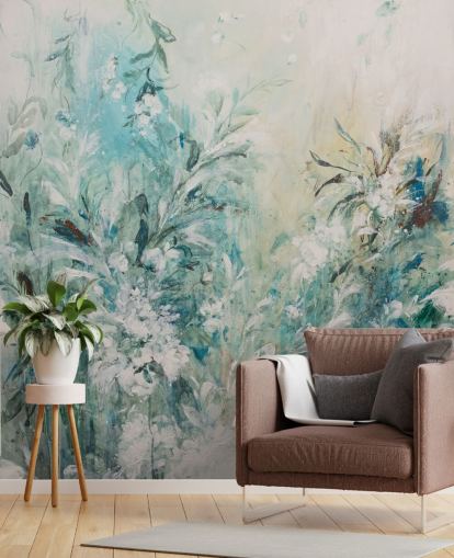 abstrakte blaue Wiese Wandbild abstrakte blaue Wiese Wandbild