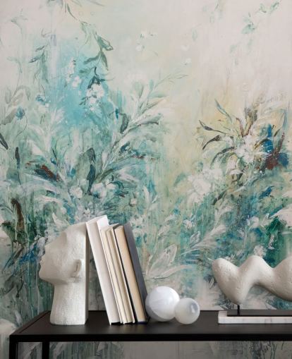 abstrakte blaue Wiese Wandbild abstrakte blaue Wiese Wandbild