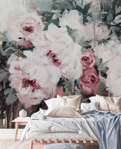 rodnad rosa blommig tapet