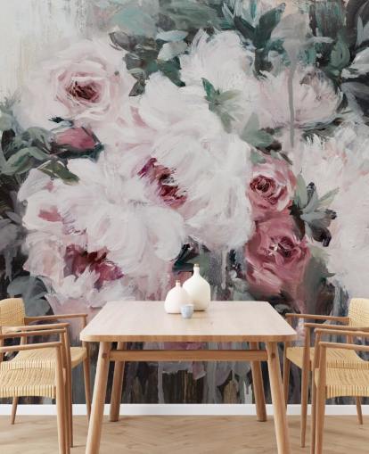 rødmende lyserød blomstertapet