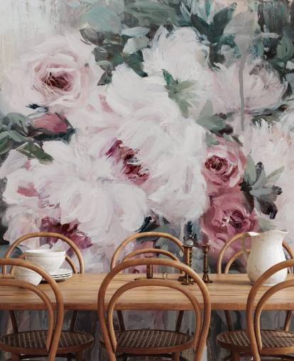 papel de parede floral rosa blush