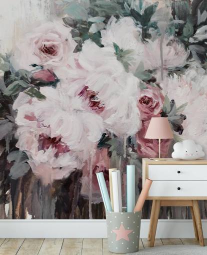 rødme rosa blomstertapet