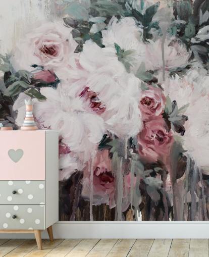 carta da parati floreale rosa cipria