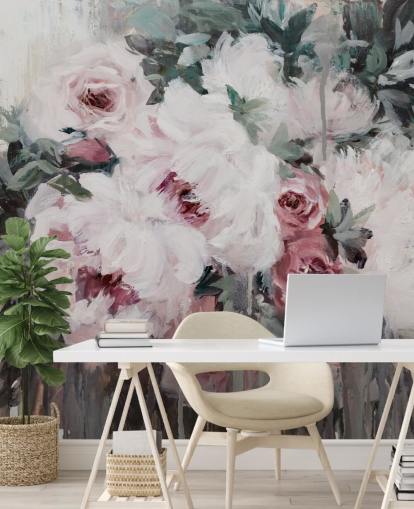 papel pintado floral rosa rubor