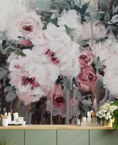 papel de parede floral rosa blush