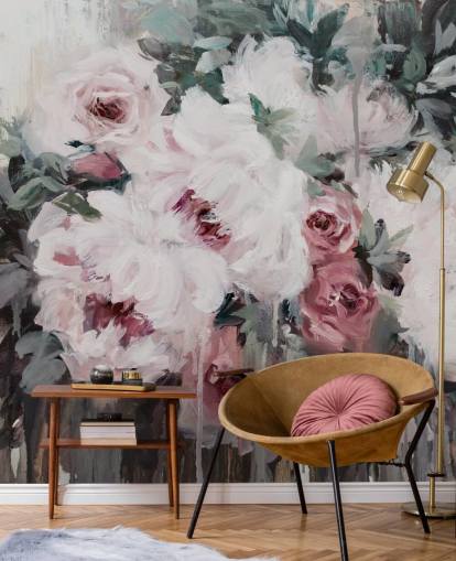 blush roze bloemenbehang