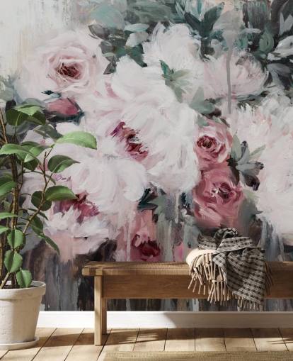 rødme rosa blomstertapet