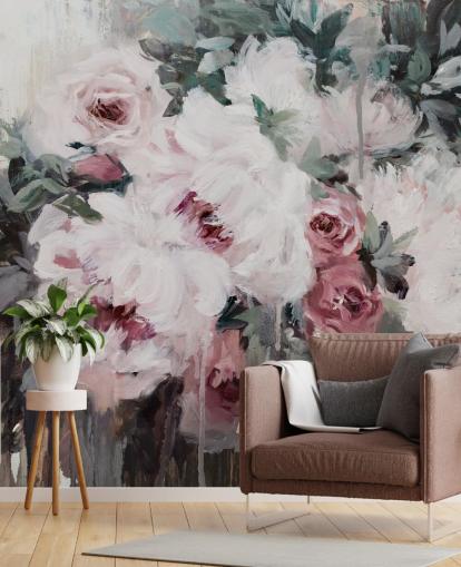 blush roze bloemenbehang