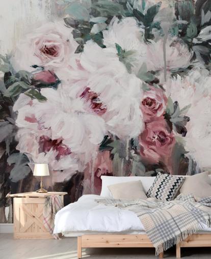 rødme rosa blomstertapet