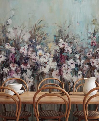 Dark abstract floral mural