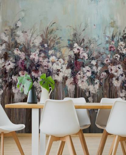 Dark abstract floral mural