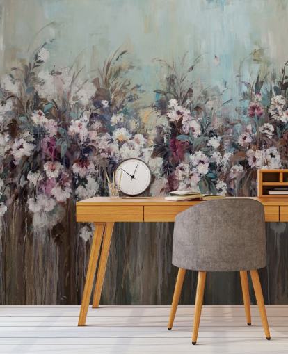 Mural floral abstrato escuro