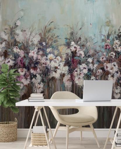 Mörk abstrakt blommig väggmålning