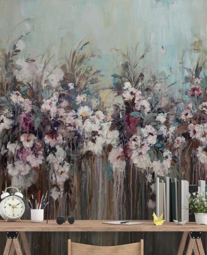 Mural floral abstracto oscuro Mural floral abstracto oscuro