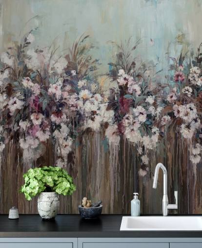 Peinture murale florale abstraite foncée Peinture murale florale abstraite foncée