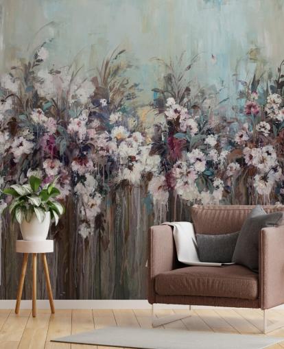 Peinture murale florale abstraite foncée Peinture murale florale abstraite foncée