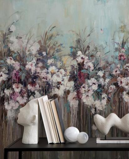 Dark abstract floral mural