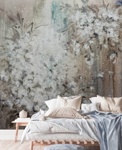 abstract floral mural