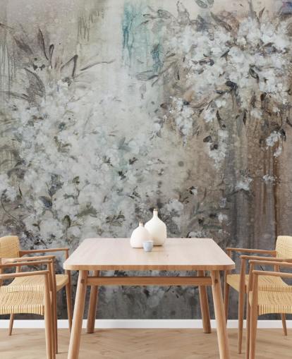 peinture murale florale abstraite