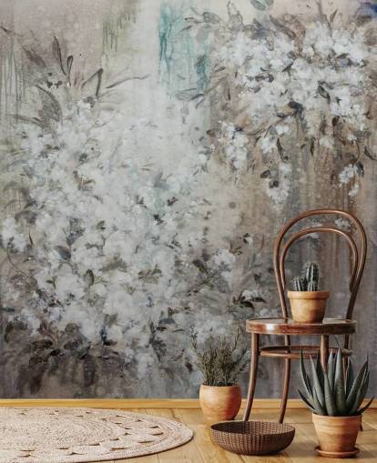 abstract floral mural