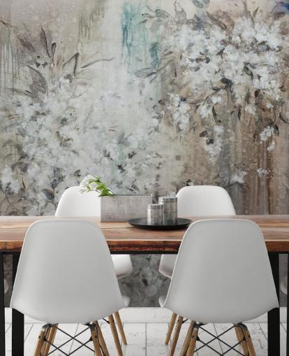 abstract floral mural