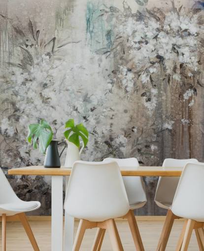 abstract floral mural