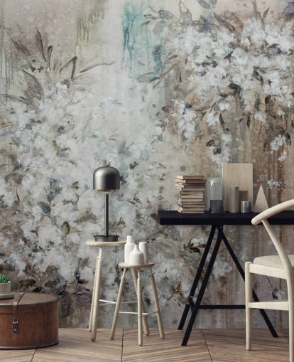 peinture murale florale abstraite