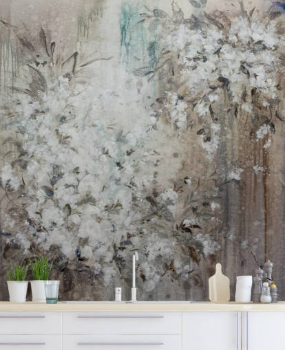 peinture murale florale abstraite