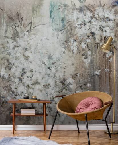 peinture murale florale abstraite