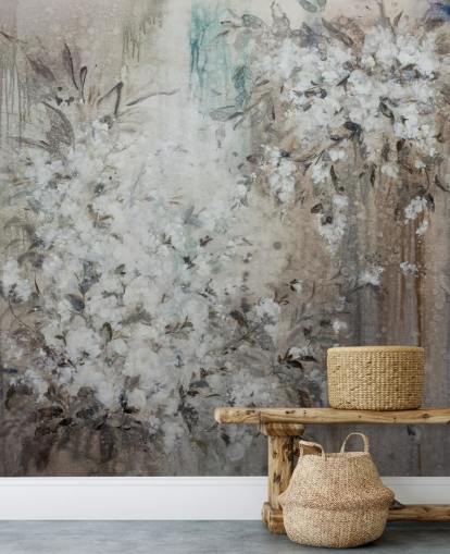 peinture murale florale abstraite