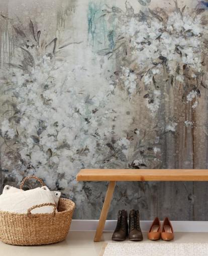 peinture murale florale abstraite