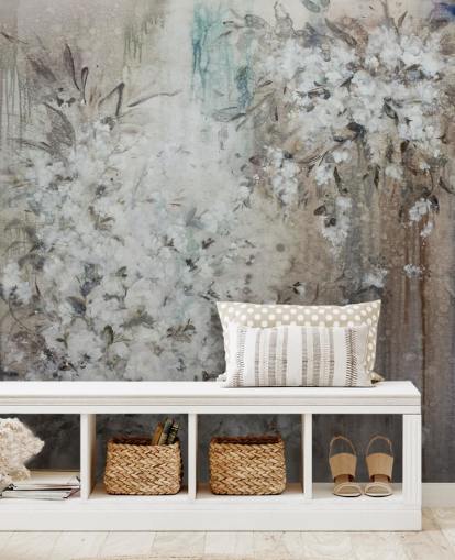 peinture murale florale abstraite