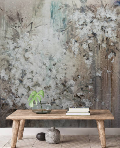 abstract floral mural