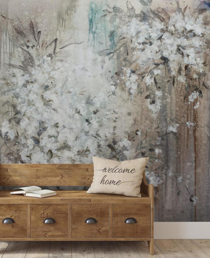 peinture murale florale abstraite