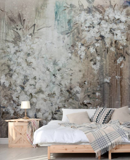 peinture murale florale abstraite