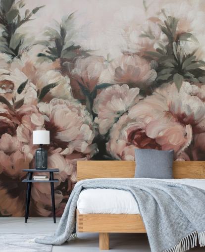 blush pink peonies wall mural