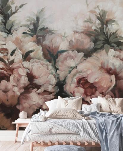 papier peint pivoines roses blush