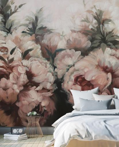 mural de parede de peônias cor-de-rosa