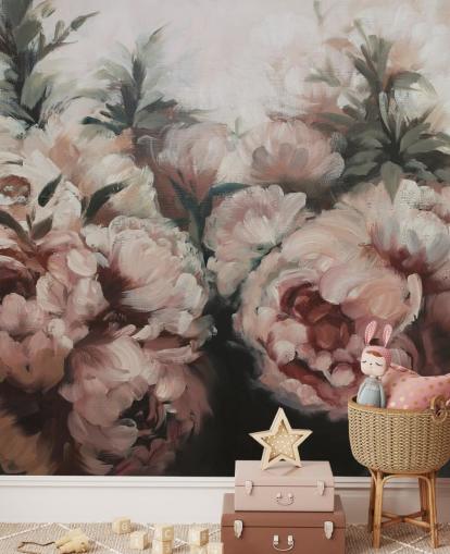 rødme rosa pioner veggmaleri rødme rosa pioner veggmaleri