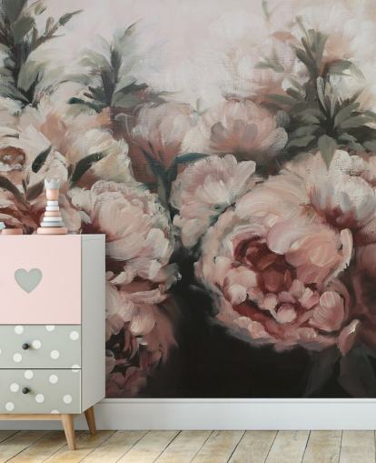 blush pink peonies wall mural