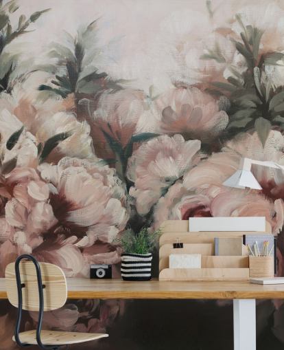 blush pink peonies wall mural