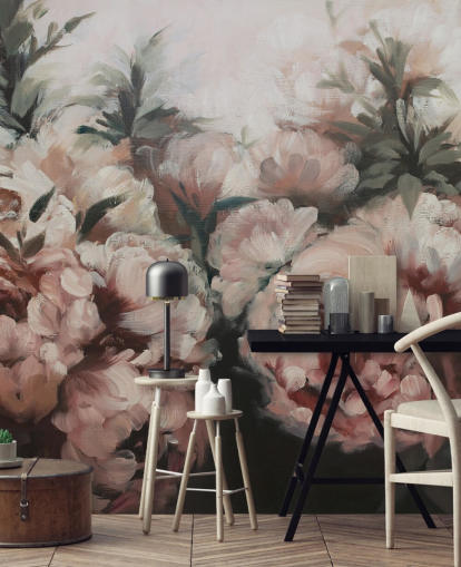 blush pink peonies wall mural