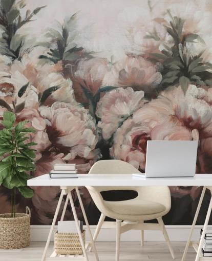 blush pink peonies wall mural