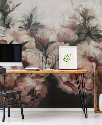 blush pink peonies wall mural