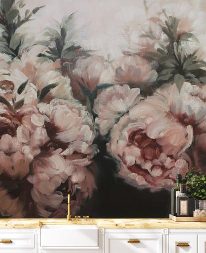 mural de parede de peônias cor-de-rosa