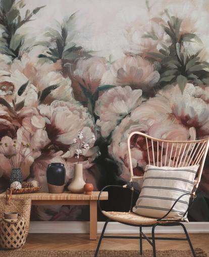 blush pink peonies wall mural