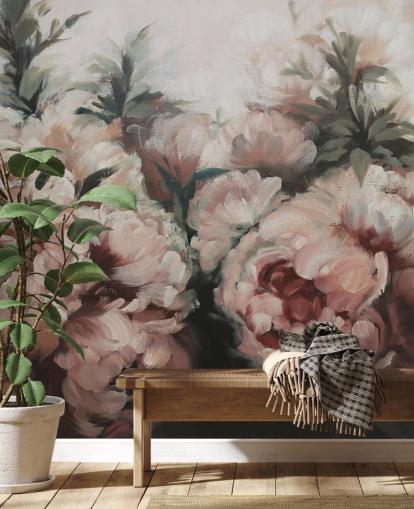 rodnad rosa pioner väggmålning rodnad rosa pioner väggmålning