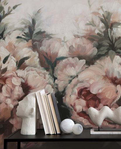 blush pink peonies wall mural